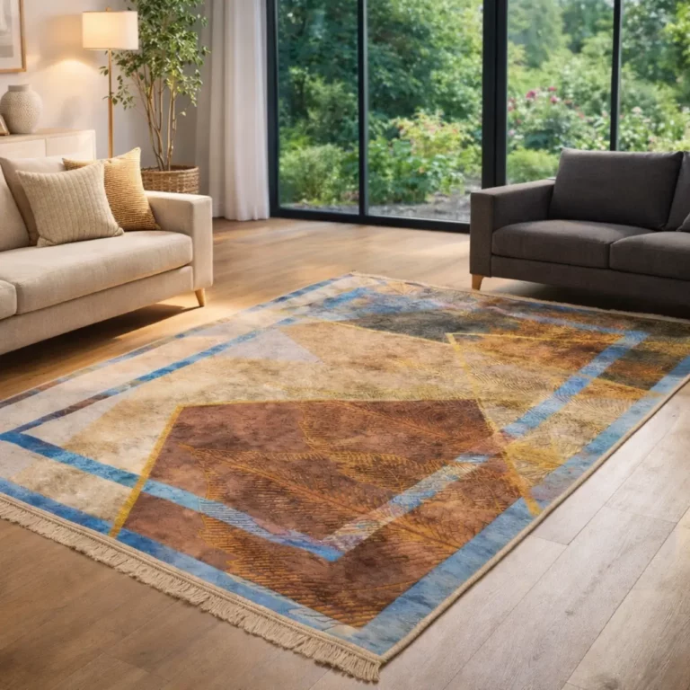 Abstract Leaf Geometric Printed Rug - CPR2215