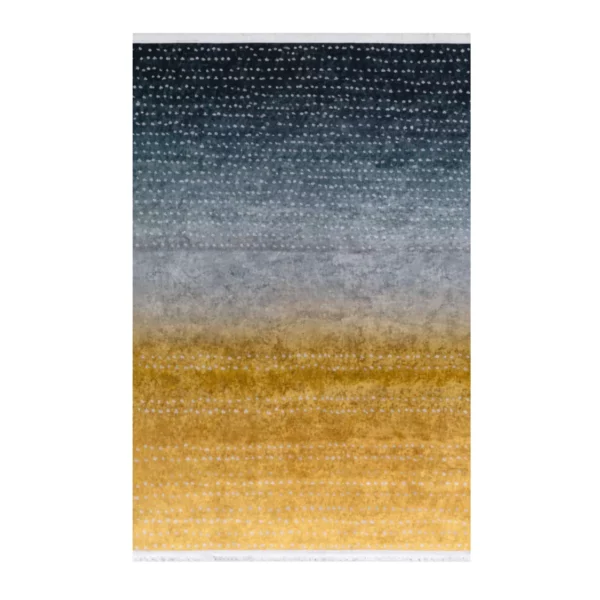 Modern Mustard & Blue Printed Rug - CPR2216