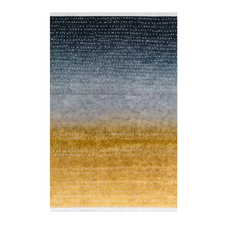 Modern Mustard & Blue Printed Rug - CPR2216
