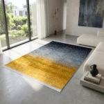 Modern Mustard & Blue Printed Rug - CPR2216