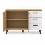 Modern Three Door Base Cabinet Nogueira/Off White – MWBR5800