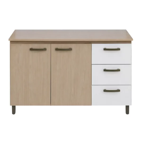 Modern Three Door Base Cabinet Nogueira/Off White – MWBR5800