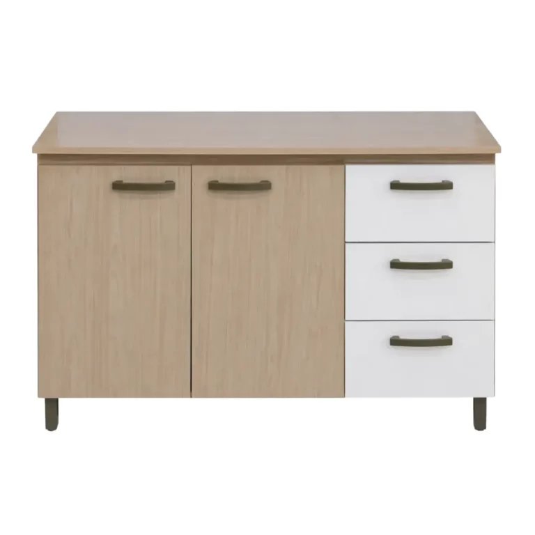 Modern Three Door Base Cabinet Nogueira/Off White – MWBR5800