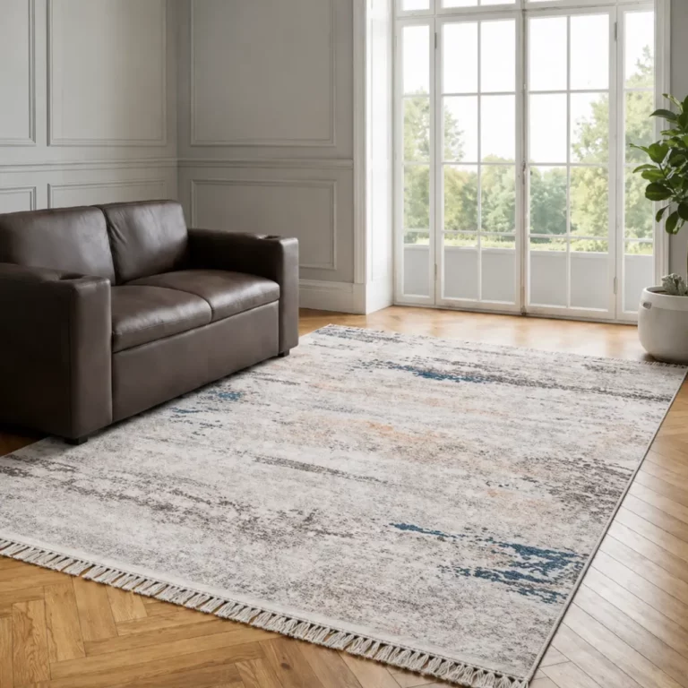 Modern Abstract Ivory Blue Printed Rug - CPR2201