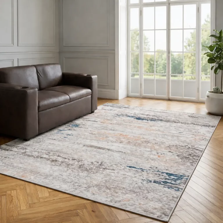 Modern Abstract Ivory Blue Printed Rug - CPR2201