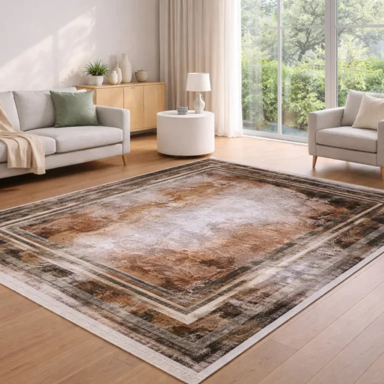 Modern Abstract Framed Earth-Tone Printed Rug - CPR2211