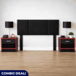 Vanessa 3-Piece Bedroom Combo – Headboard & 2 Nightstands (Black & Red)