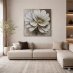 White Floral Wall Frame 100x100 – WF012