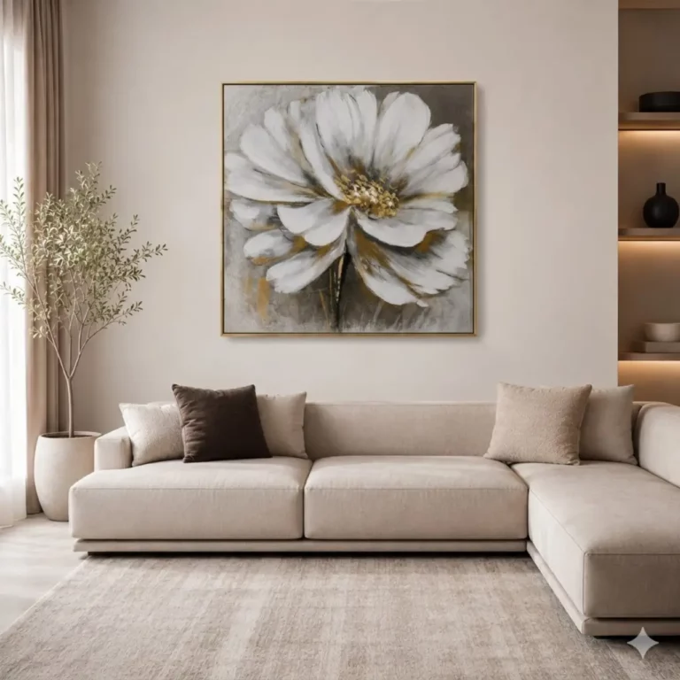 White Floral Wall Frame 100x100 – WF012