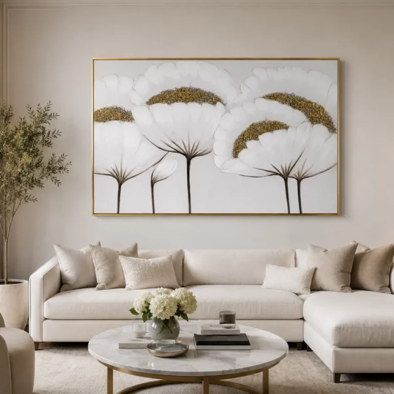 White Floral Wall Frame 80x120 – WF002