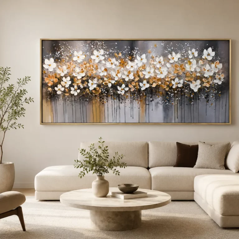 White And Gold Floral Wall Frame 70x140 – WF022