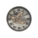 Vasco Map Clock Side Table Silver – E151