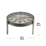 Vasco Map Clock Side Table Silver – E151