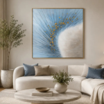 Blue And Gold Abstract Wall Frame 100x100 – WF008