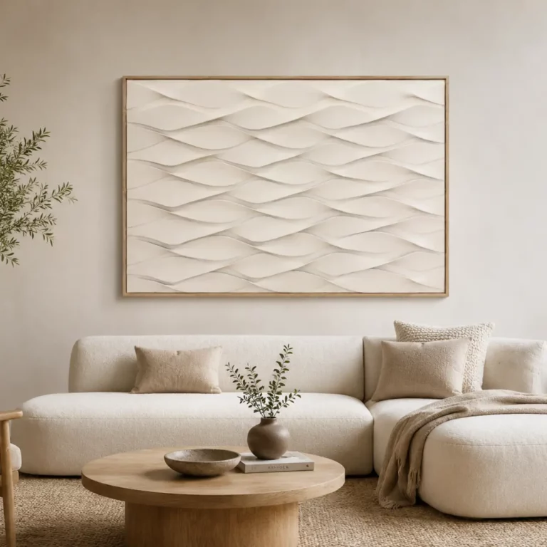 White Textured Wave Wall Frame 80x120 – WF001