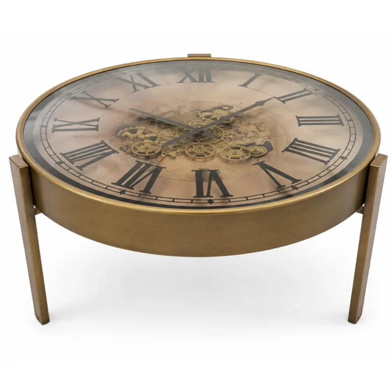 CA Gold Coffee Table With Built-In Clock – E98