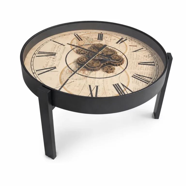 CA Black Coffee Table With Built-In Clock – E186