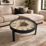 CA Black Coffee Table With Built-In Clock – E186