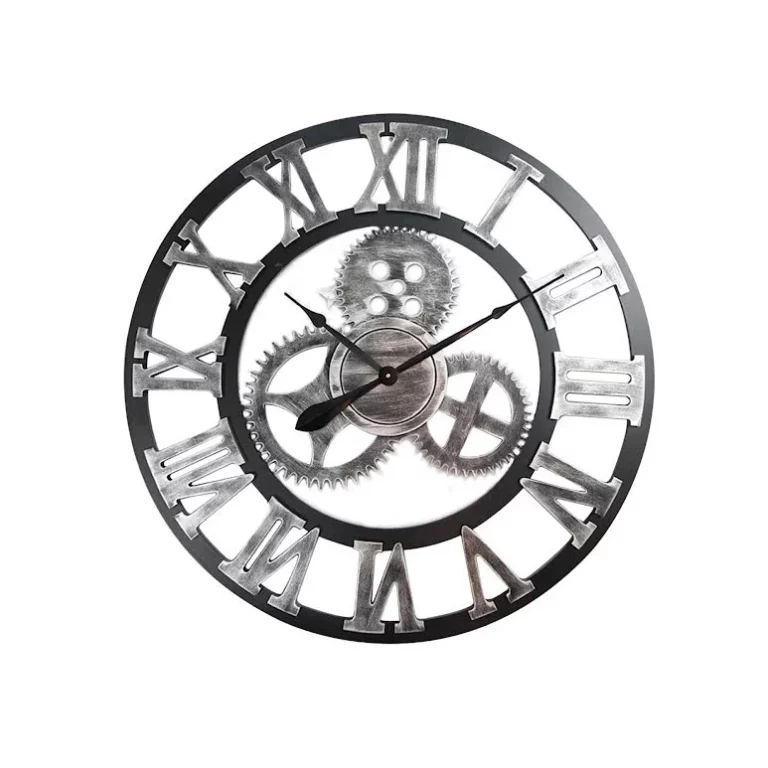 Large Industrial Retro Wall Clock Silver - CL8002