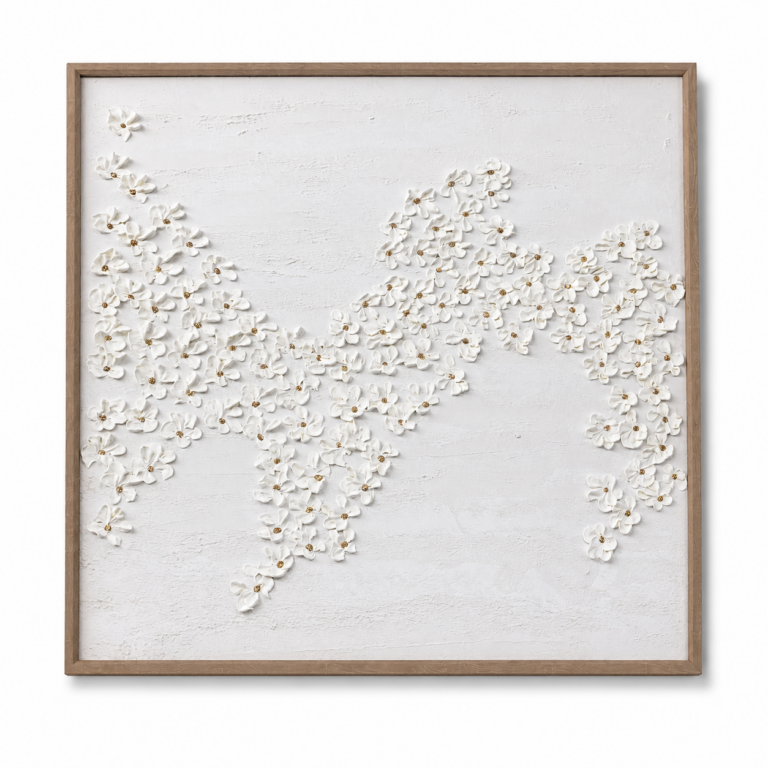White Floral Wall Frame 100x100 – WF011