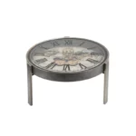 Vasco Map Clock Side Table Silver – E151