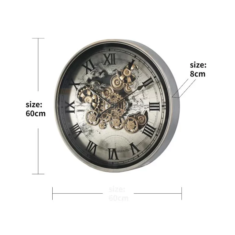 Marco World Map Wall Clock Gold & Silver – E44