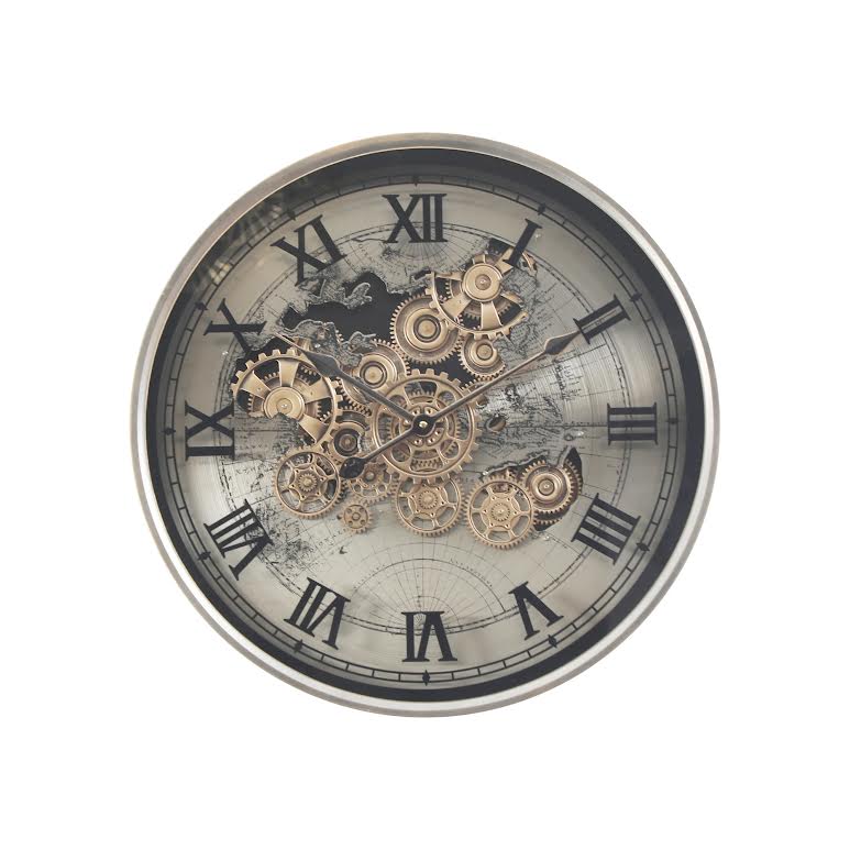 E44 Marco World Map Wall Clock Gold & Silver – E44