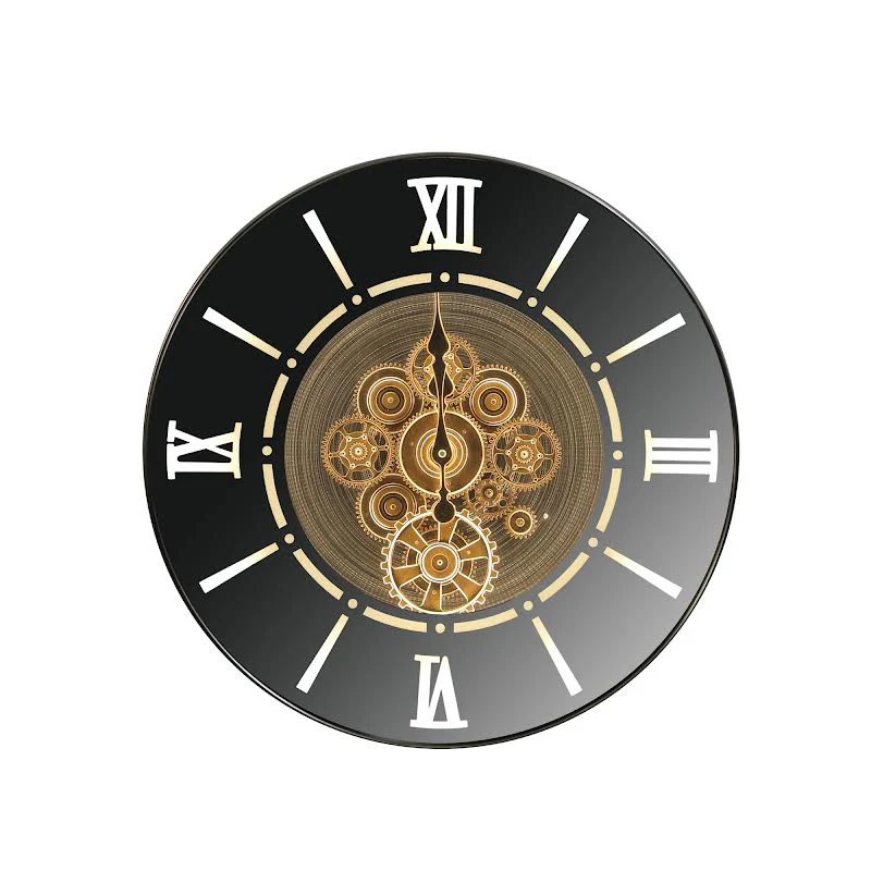 E94 LED Marco Map Moving Cogs Wall Clock Silver – E94