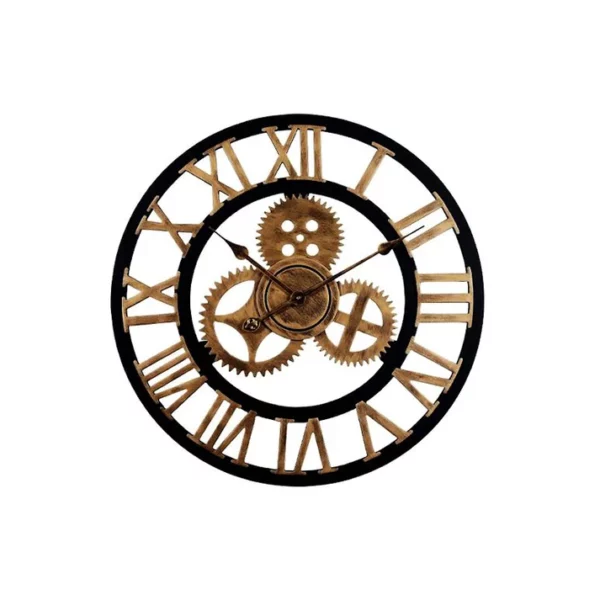 Vintage Industrial 40cm Silent Quartz Wall Clock Gold