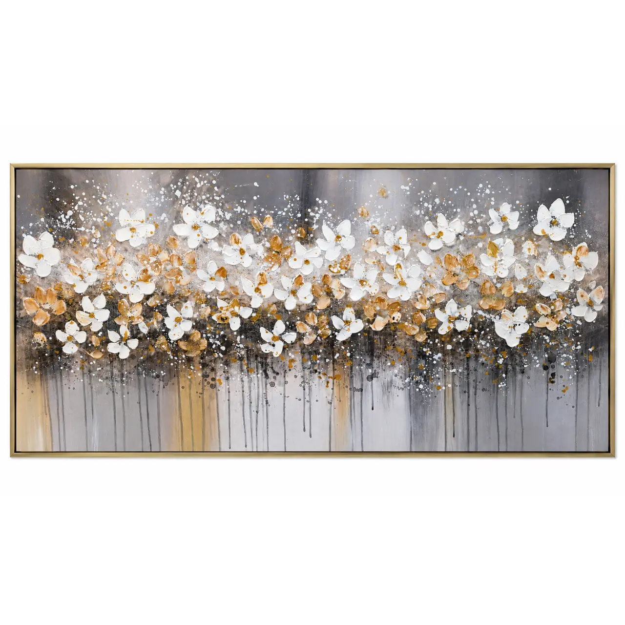 WF022 White And Gold Floral Wall Frame 70x140 – WF022