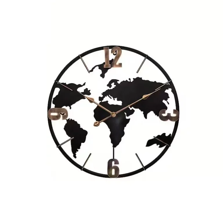 World Map Wall Clock Black & Gold – YX10819D