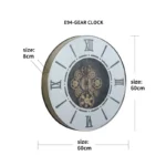 LED Marco Map Moving Cogs Wall Clock Silver – E94