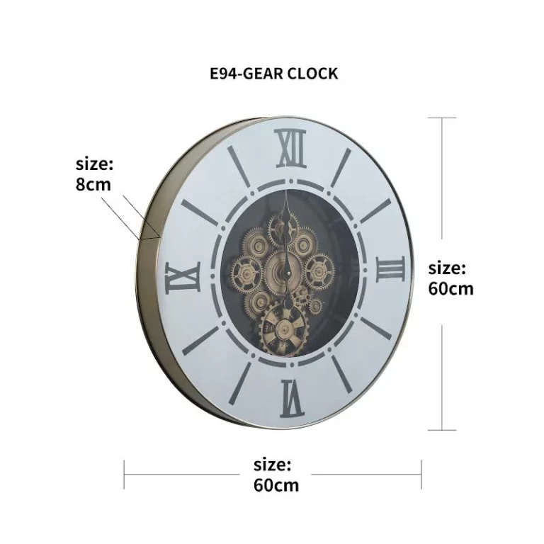 LED Marco Map Moving Cogs Wall Clock Silver – E94