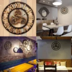 Vintage Industrial 40cm Silent Quartz Wall Clock Gold - Image 3