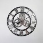 Large Industrial Retro Wall Clock Silver - CL8002