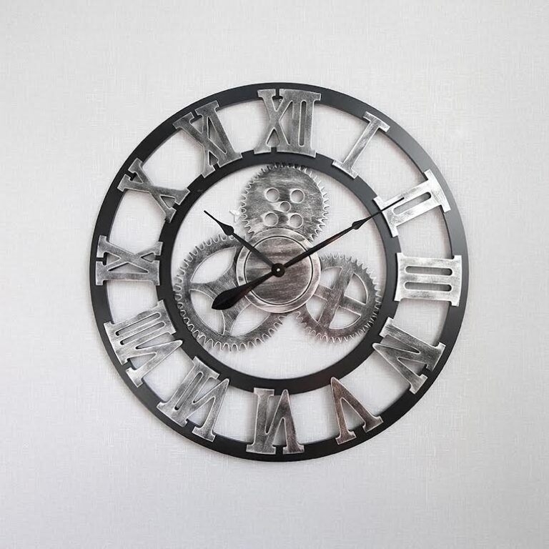 Large Industrial Retro Wall Clock Silver - CL8002