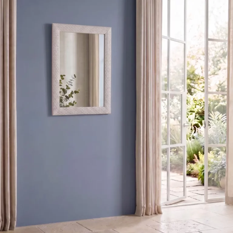 Decorative Wall Mirror with Textured Frame, White or Gold, MWCV6