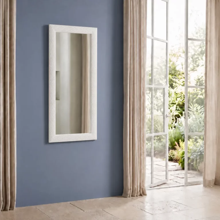 Decorative Wall Mirror with Textured Frame, White or Gold, MWCV6