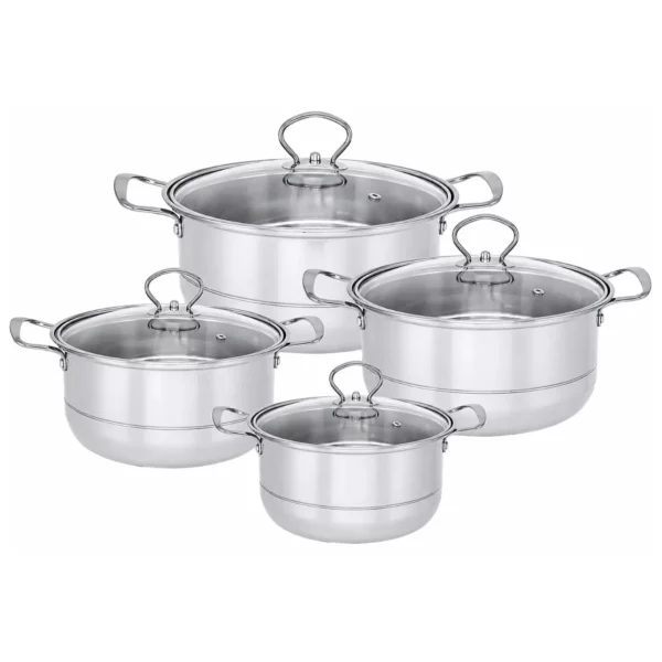 Condere Home 8 Piece Stainless Steel Cookware Set, Silver, CDH-0015