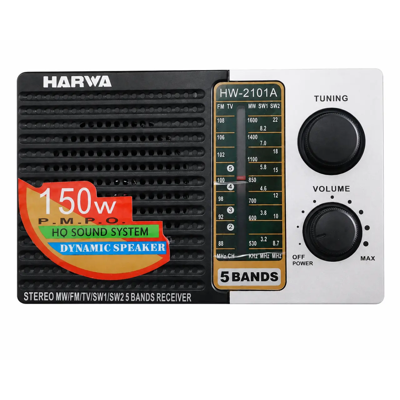 HW-2101A Harva 5 Band FM Radio HW-2101A, Black