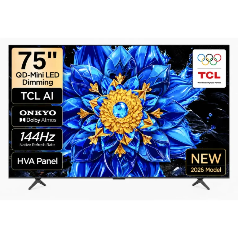 TCL 75 Inch TV P8L Premium QD Mini LED Google TV 144Hz, 75P8L, Black