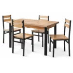 Dining Set 1+4 Snake, Natural Wood Look and Black, D190B
