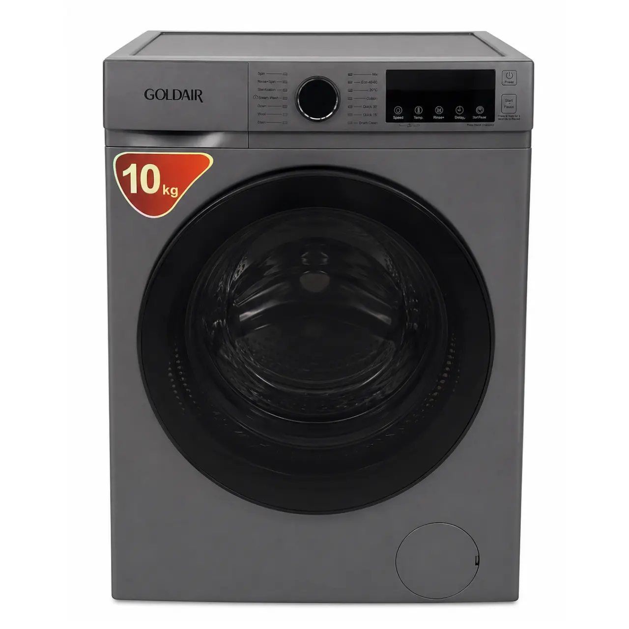 GFL-1000BDS Goldair Front Loader Washing Machine 10kg, Silver, GFL-1000BDS