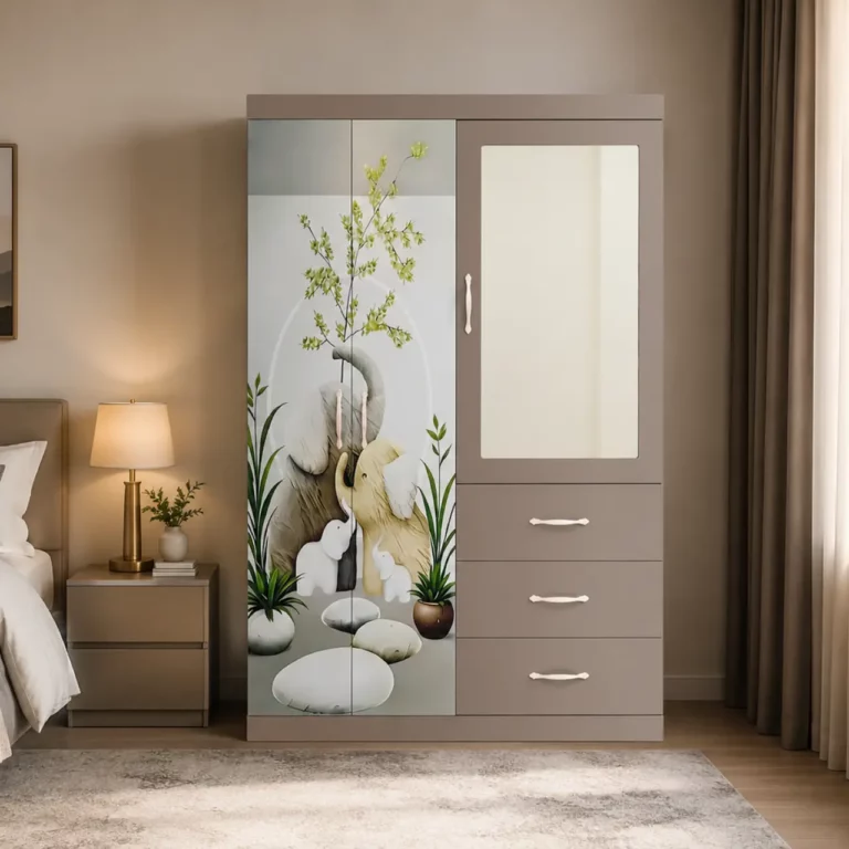 Metal Wardrobe, Brown or White, MWMET3003