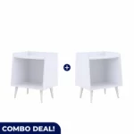 Dual Shelf Side Bed Tables, White, Set of 2, MW340