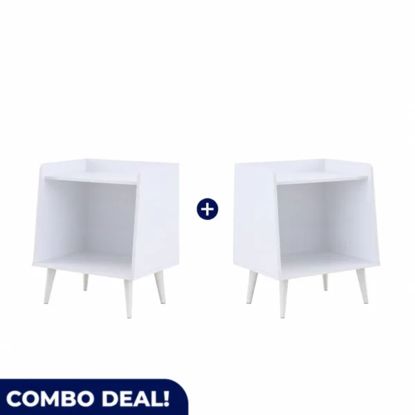 Dual Shelf Side Bed Tables, White, Set of 2, MW340