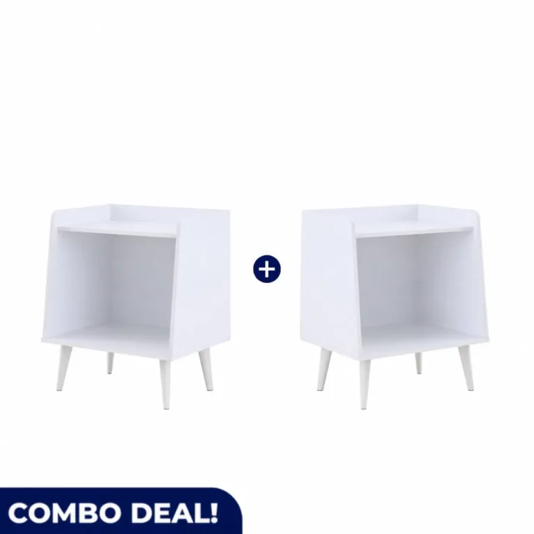 Dual Shelf Side Bed Tables, White, Set of 2, MW340