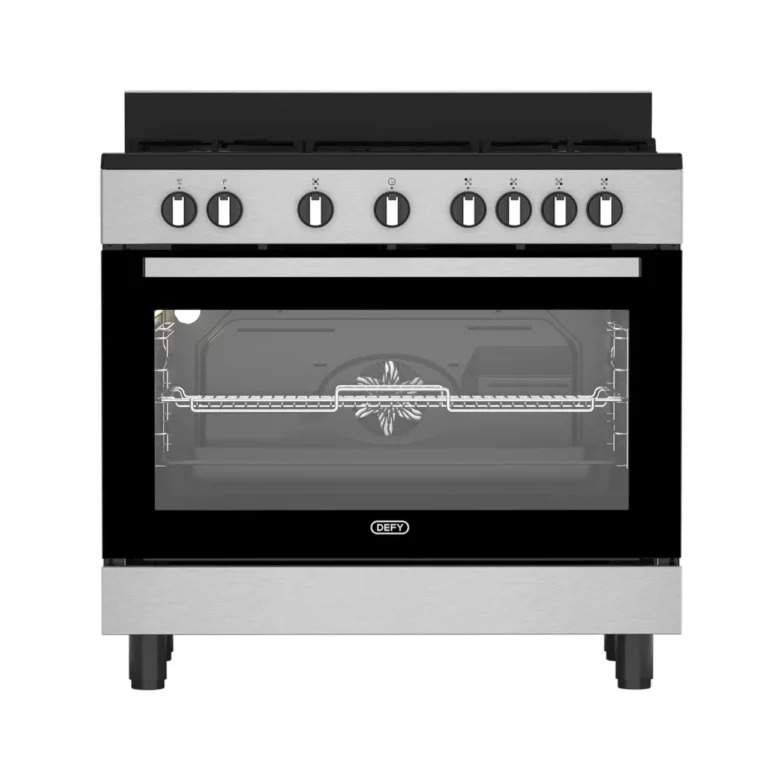 Defy Gas Electric Cooker 90cm with Thermofan+, Black and Inox, DGS90GEBI