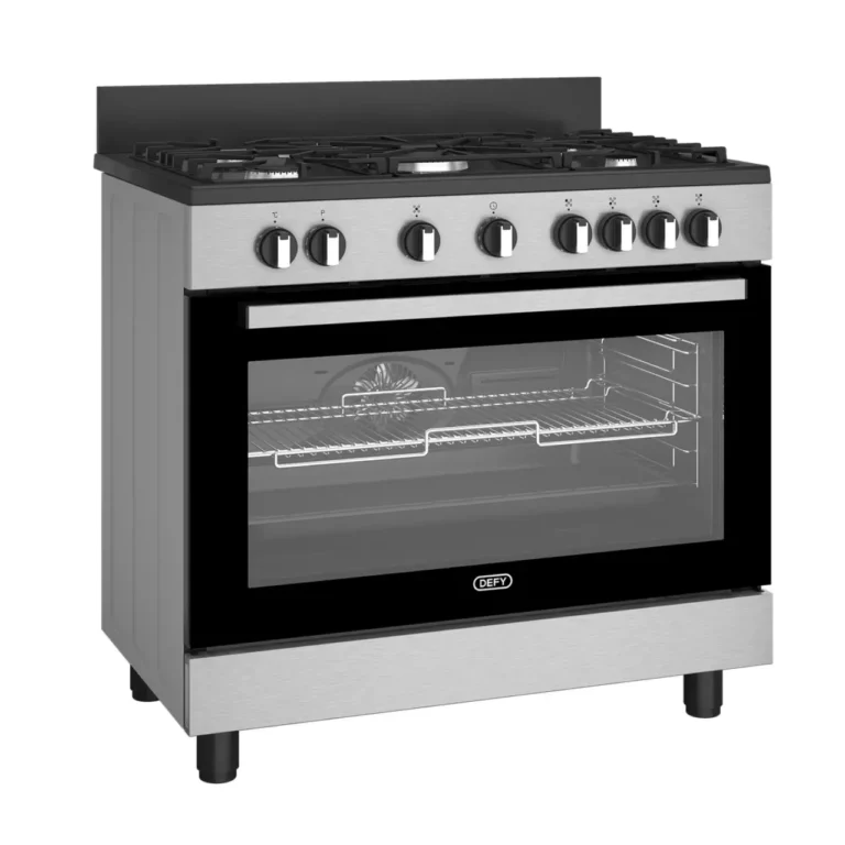 Defy Gas Electric Cooker 90cm with Thermofan+, Black and Inox, DGS90GEBI