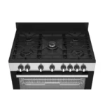 Defy Gas Electric Cooker 90cm with Thermofan+, Black and Inox, DGS90GEBI